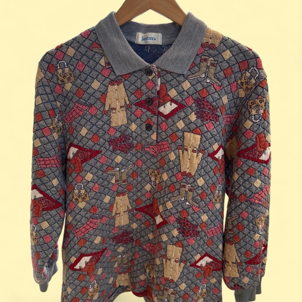 Vintage Jantzen Cute, Unique and Quirky Graphic Knit Sweater